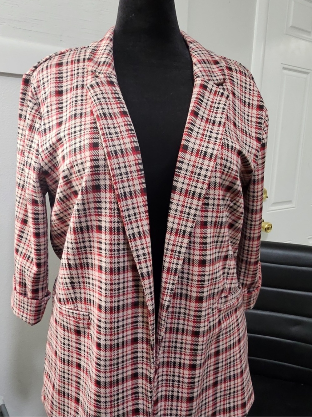 Women’s Maurice’s Rec/Black/Off White Open Front Blazer W/Faux Pockets. Size XXL